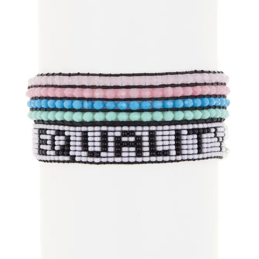 AYOUNIK Equality & Crystal Beaded Bracelet Set